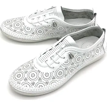 Dámské polobotky Dámské kožené polobotky 014 624 Klop bílá Barva: Bílá, Velikost: 37