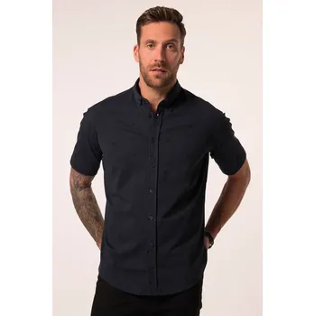 Pánská košile JP1880, Plus size Žezrejová košile JP1880, tradiční, krátké rukávy, potisk jelena, mini límeček s knoflíky, Modern střih, do 8XL pro plnoštíhlé nadměrná velikost, 837844130-1456, modrý, 7XL, Plus size oblečení, Oblečení pro vysoké muže, Nadměrné velikosti