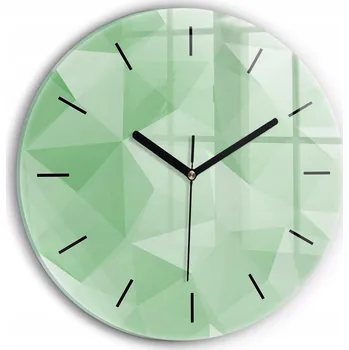 Hodiny Minimalistické Skleněné Nástěnné Hodiny s Vzorem Trojúhelníky abstrakce fi30 cm