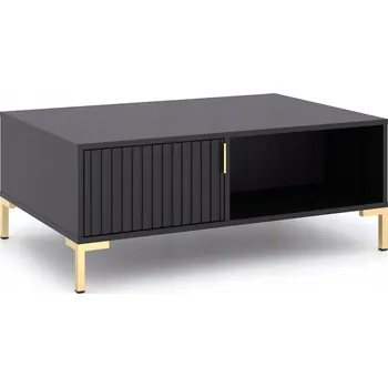 Konferenční stolek Černý rýhovaný konferenční stolek Glamour TORELLO – Nízký stolek do obývacího pokoje
