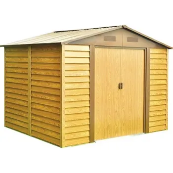 Zahradní domek Plechový zahradní domek PERGART Frankfurt II 911 266 x 309 cm imitace dřeva