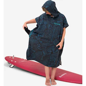 Pláštěnka DECATHLON Dětské surfařské pončo 550 135 až 160 cm MODRÁ|ZELENÁ|ČERNÁ