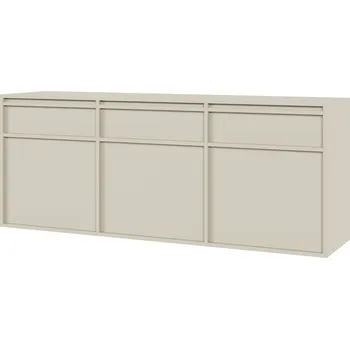 Komoda Závěsná komoda Evo se třemi dvířky a zásuvkami, 154 cm, šedobéžová