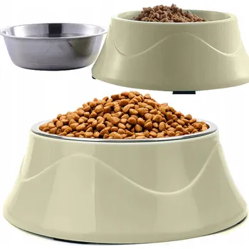 Miska pro psa DVOJITÁ MISKA PRO PSA KOČKU KOVOVÁ PLASTOVÁ 2V1 NA KRMIVO A VODU