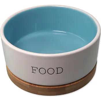 Miska pro psa Miska Dog Fantasy keramická FOOD bílá/modrá s podtáckem 13x5,5cm, 400ml