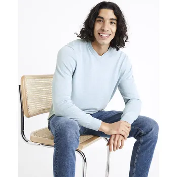 Pánský svetr Celio Bavlněný svetr Decotonv - Pánské Celio šedá 2095569