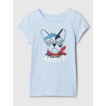 Dívčí tričko GAP Dětské tričko s potiskem - Holky GAP světle modrá 2825010