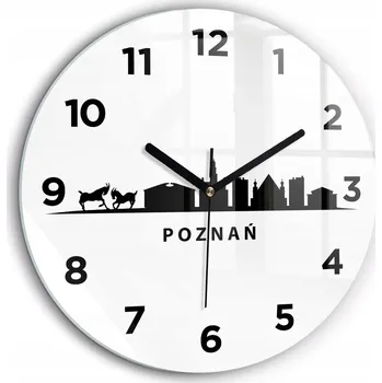 Hodiny Nástěnné Čtvercové Skleněné Hodiny S Grafikou Poznaň panorama grafika fi60 cm