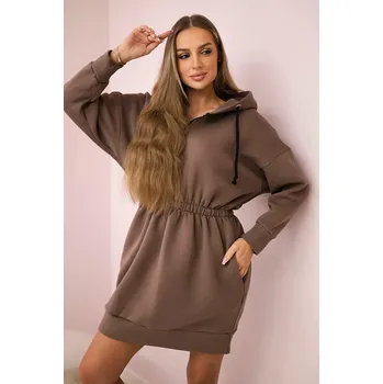 Dámské šaty Zateplené šaty s kapucí mocca Kesi hnědá 3104363