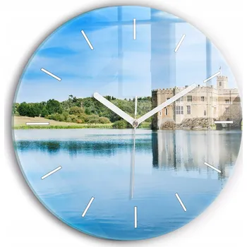 Hodiny Ozdobné nástěnné hodiny s krásnou grafikou Zámek Leeds kulatý průměr 30 cm