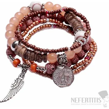 Šperk Sada pěti módních náramků v hnědém tónu unisex