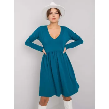 Dámské šaty Modré dámské šaty s dlouhými rukávy RV-SK-6008.19X-sea Velikost: S