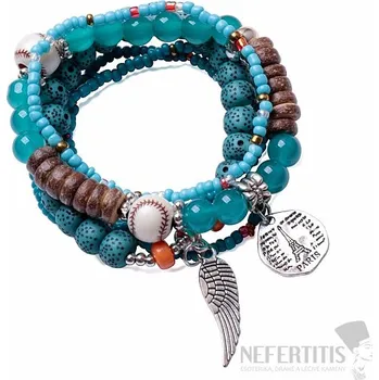 Šperk Sada pěti módních náramků v tyrkysovém tónu unisex