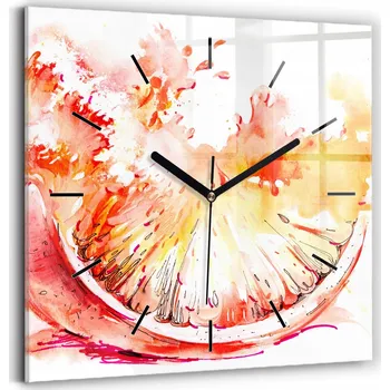 Hodiny Skleněné Hodiny s motivem Tichý Mechanismus Loft Nástěnné Malovaný pomeranč