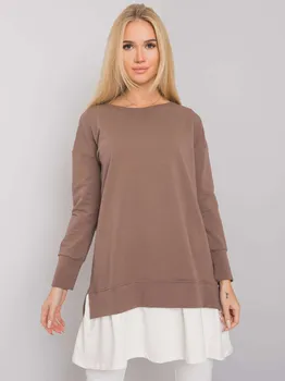 Dámská tunika Hnědá tunika s prodlouženým lemem RV-TU-7183.33P-brown Velikost: S/M