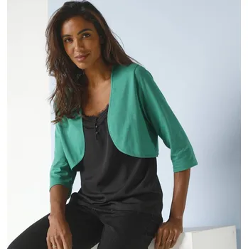 Bolerko Jednobarevné bolerko s 3/4 rukávy smaragdová 52