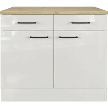 Kuchyňská skříňka Kuchyňská skříňka spodní s šuplíkem a dvířky Flex Well Lund 100 x 60 x 85 cm světle šedá lesk kouřově šedá matný