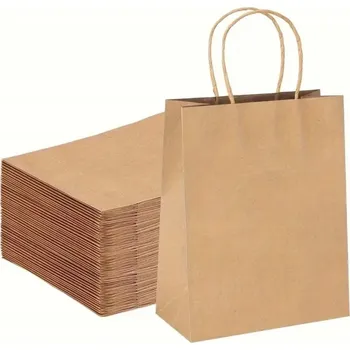 Nákupní taška HNĚDÁ JEDNORÁZOVÁ PAPÍROVÁ TAŠKA S UCHEM, EKOLOGICKÁ 18x22,5 CM, 25 KS