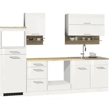 Kuchyňská linka Kuchyňský blok Held Möbel Mailand 270 cm barva čela bílá vysoce lesklé barva korpusu bílá matný