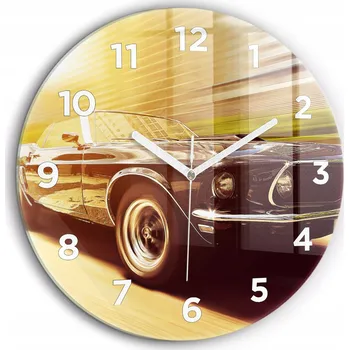 Hodiny Foto hodiny nástěnné Klasické staré auto kulatý bílé ručičky průměr 60 cm