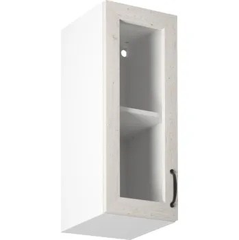 Obývací pokoj Horní skříňka se sklem, bílá / sosna skandinávská, levá, ROYAL G30S