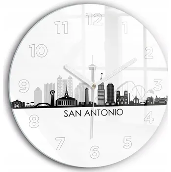 Hodiny Foto nástěnné hodiny Město San Antonio Texas kulatý bílé ručičky průměr 60 cm