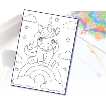kreativní sada Radost v písku Šablona na pískování jednorožec na duze Varianta: A3 (297 x 420 mm)