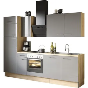 Kuchyňská linka Optifit kuchyňská linka Jonte984 270 cm barva čela antracit lesklá barva korpusu divoký dub v nesmontovaném stavu