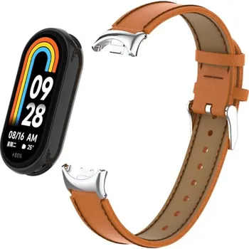 Ostatní příslušenství k chytrým hodinkám eses Kožený řemínek pro Xiaomi Smart Band 8, 9 a 10 - Hnědý