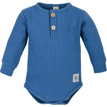 Kojenecký body Makoma Waffel body "polo" dlouhý rukáv DENIM - 62