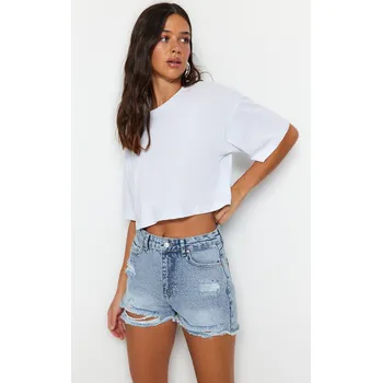 Dámské kraťasy Dámské kraťasy Trendyol Trendyol modrá | šedá 2299184