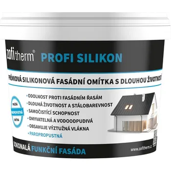 Omítka ZOFITHERM PROFI SILIKON Silikonová elastická omítka s dlouhou životností, Hlazená - Zrno 2 mm, 25 kg