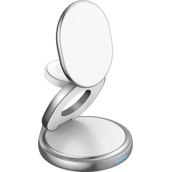 360° Cestovní hliníková skládací bezdrátová magsafe QI stanice 3v1 pro iPhone, Apple Watch a Airpods 15W Barva: Bílá