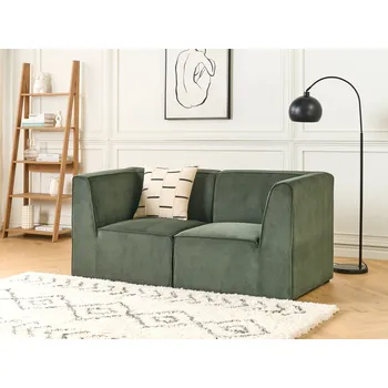 Pohovka Modulární 2místná pohovka zelený manšestr Moderní design Minimalistický styl Beliani