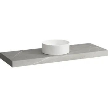 Deska pod umyvadlo Arun - umyvadlová deska 1400, s výřezem uprostřed, tloušťka 80 mm, včetně 3 nástěnných držáků H4191311517701