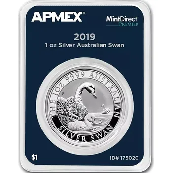 Sběratelství Perth Mint Australian Swan stříbrná mince 1oz 2019 APMEX MintDirect Premier