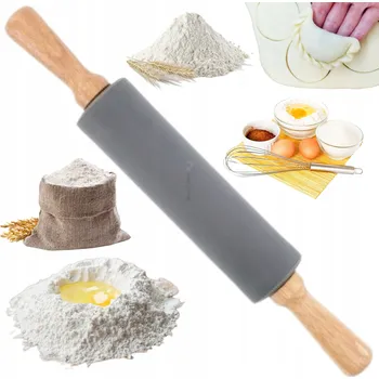 Váleček na těsto BERRETTI VÁLEČEK VÁLEČEK NA TĚSTO SILIKONOVÝ OTOČNÝ dřevěné rukojeti