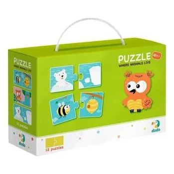 Puzzle Puzzle Duo Kde bydlí zvířátka-12x2 dílků