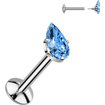 Piercing Atreya Titanová labreta s vnitřním závitem Aldeon Barva: Stříbrná/Aqua, Velikost: 1,2 mm, Délka / Průměr: 8 mm