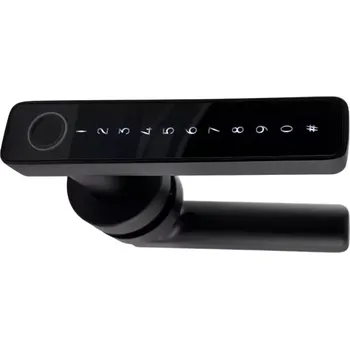 Dveřní kování Chytrá klika SMART TTLock otisk + kód černá s tlačítkem pro průchozí režim