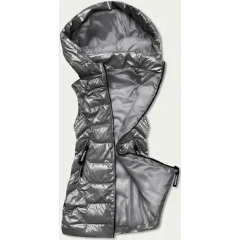 Dámská vesta Lesklá šedá dámská vesta s kapucí 763I7 SWEST, odstíny šedé XXL (44) i392_20105-48