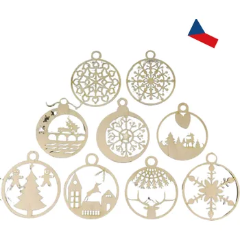 Vánoční dekorace JH WoodArt Sada dřevěných vánočních ozdob s různými motivy 9 ks (Přineste do svého domova kouzlo přírody)