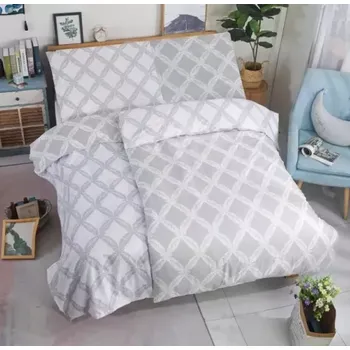 Povlečení Jahu povlečení mikrosatén Šedo bílé 140x200+70x90 cm