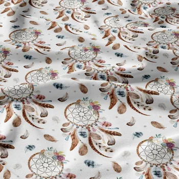 Dětská bavlněná látka metráž Lovec snů Cappuccino