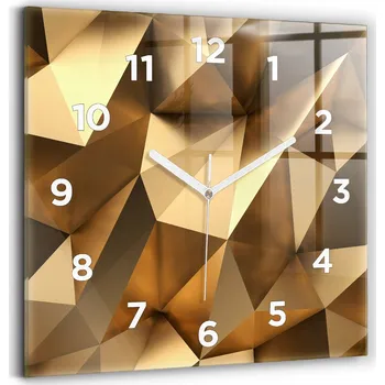 Hodiny Čtvercové Skleněné Nástěnné Hodiny s Geometrickým Vzorem Textury 30x30 cm