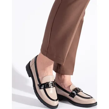 Dámské mokasíny Béžové lakované dámské mokasíny s přezkou GD-FL740D.BE Velikost: 36