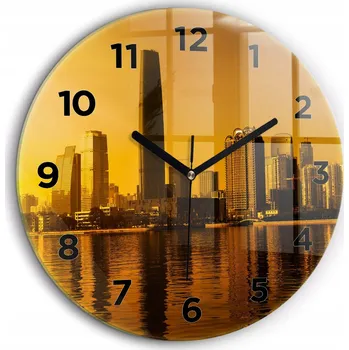 Hodiny Skleněné nástěnné hodiny Řeka Zhujiang Čína černé ručičky kulatý průměr 60 cm