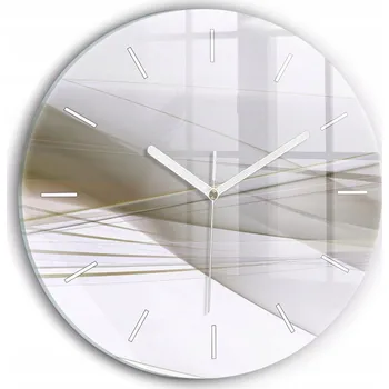 Hodiny Moderní skleněné hodiny s grafikou na zeď Světlá abstrakce kulatý průměr 30 cm