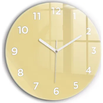 Hodiny Moderní skleněné hodiny s grafikou na zeď Krémové bílé ručičky fi60 cm