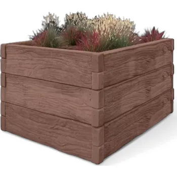 Vyvýšený záhon Betonový vyvýšený záhon 100 × 100 × 75 cm - hnědá imitace dřeva